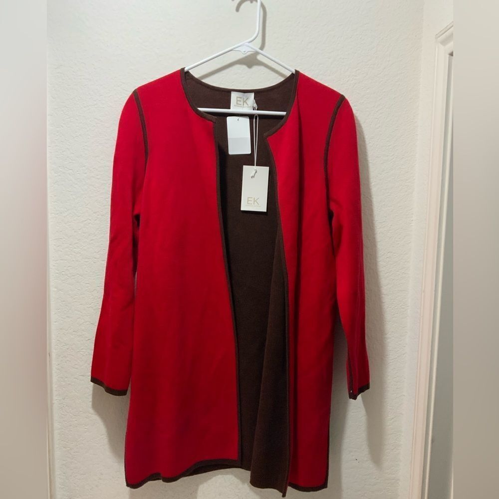 NWT Edinburgh Knitwear Pima Cotton Long Sleeve Knit Red Sweater SZ S